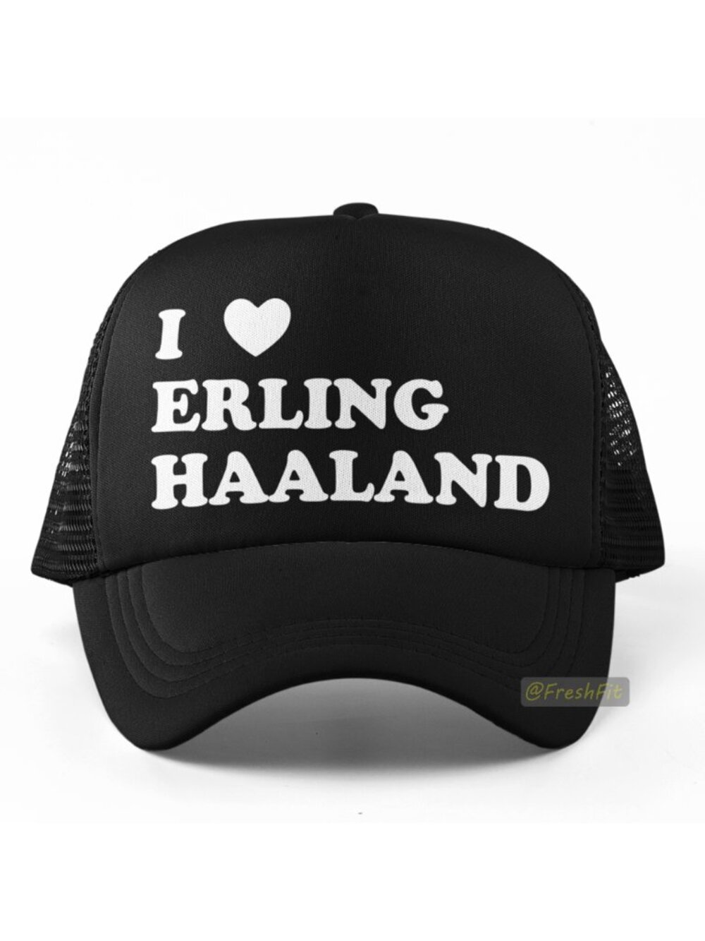 🆕I ♥ Erling Haaland Black Foam Trucker Hat Mesh Snapback Cap